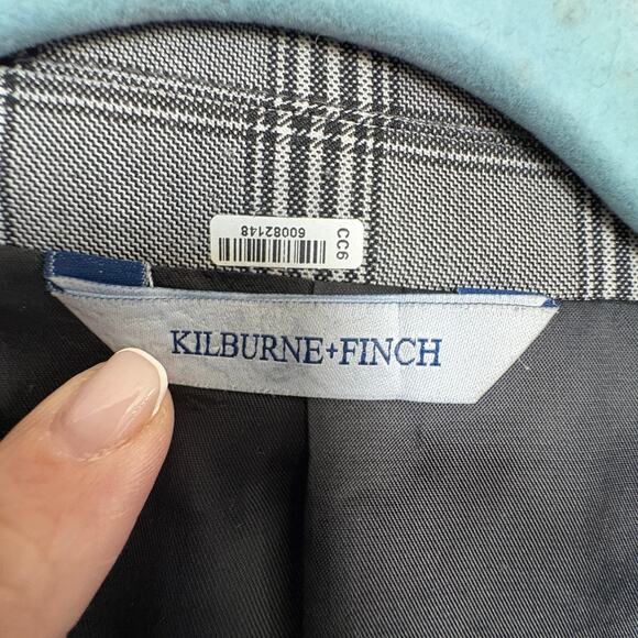 Kilburne + Finch Plaid Sport Coat Gray Black Blazer 46L Tailored Fit workwear - Picture 3 of 10